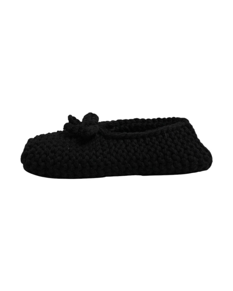 Dolce & Gabbana Black Wool Slip On Flats Ballerina Shoes Glam Steals