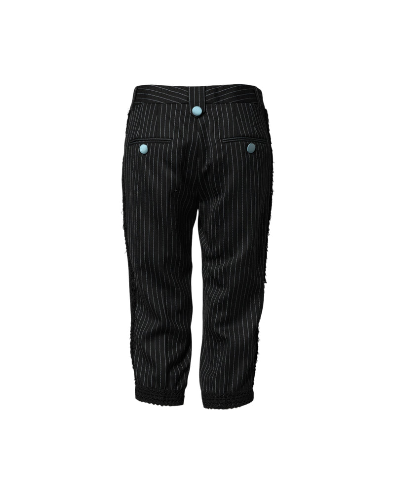 Dolce & Gabbana Black Wool Stripes Cropped Trousers Trousers