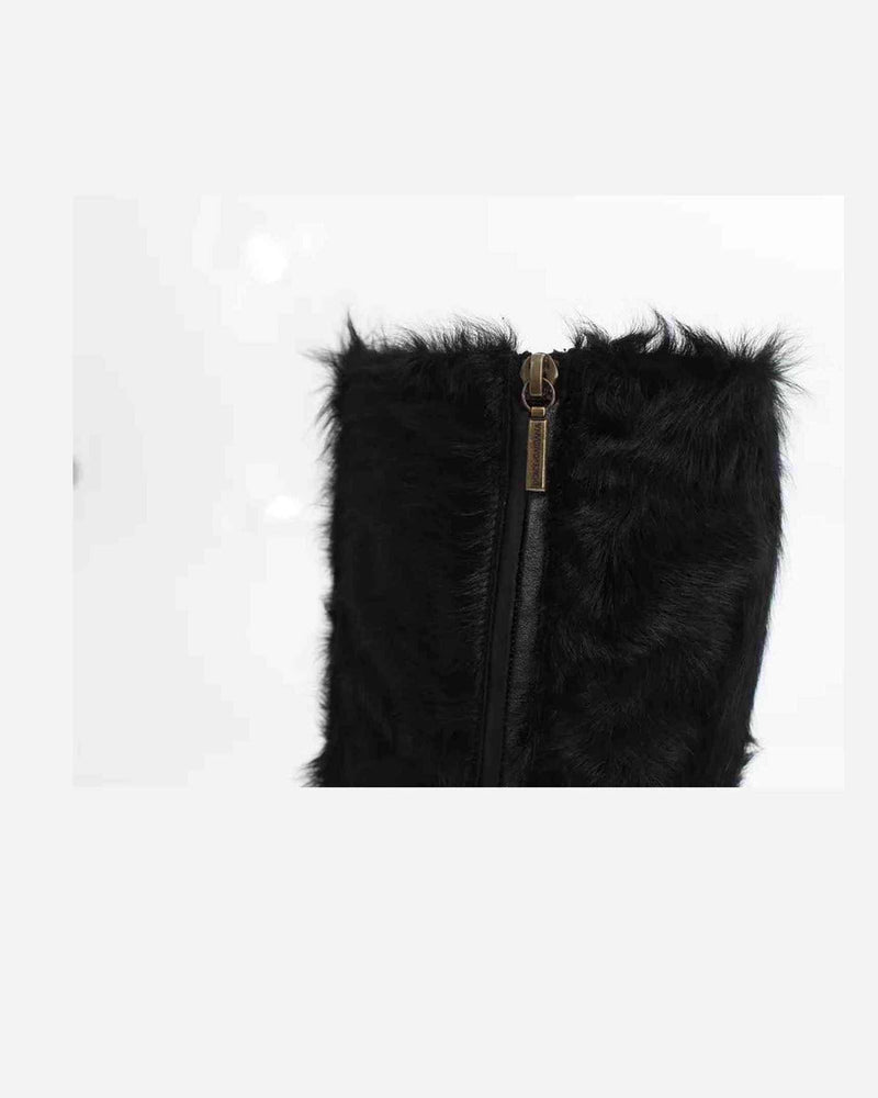 Dolce & Gabbana Black Xiangao Lamb Fur Leather Boots Shoes Glam Steals