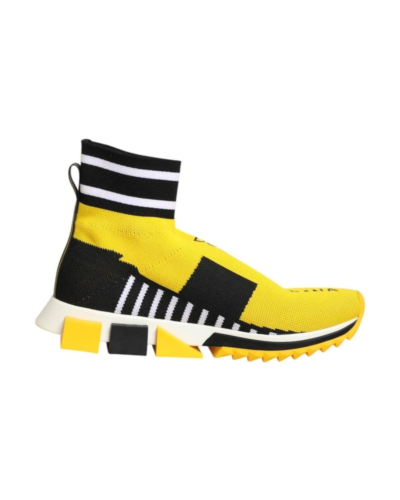Dolce & Gabbana Black Yellow Sorrento Socks Sneakers Shoes Sneakers
