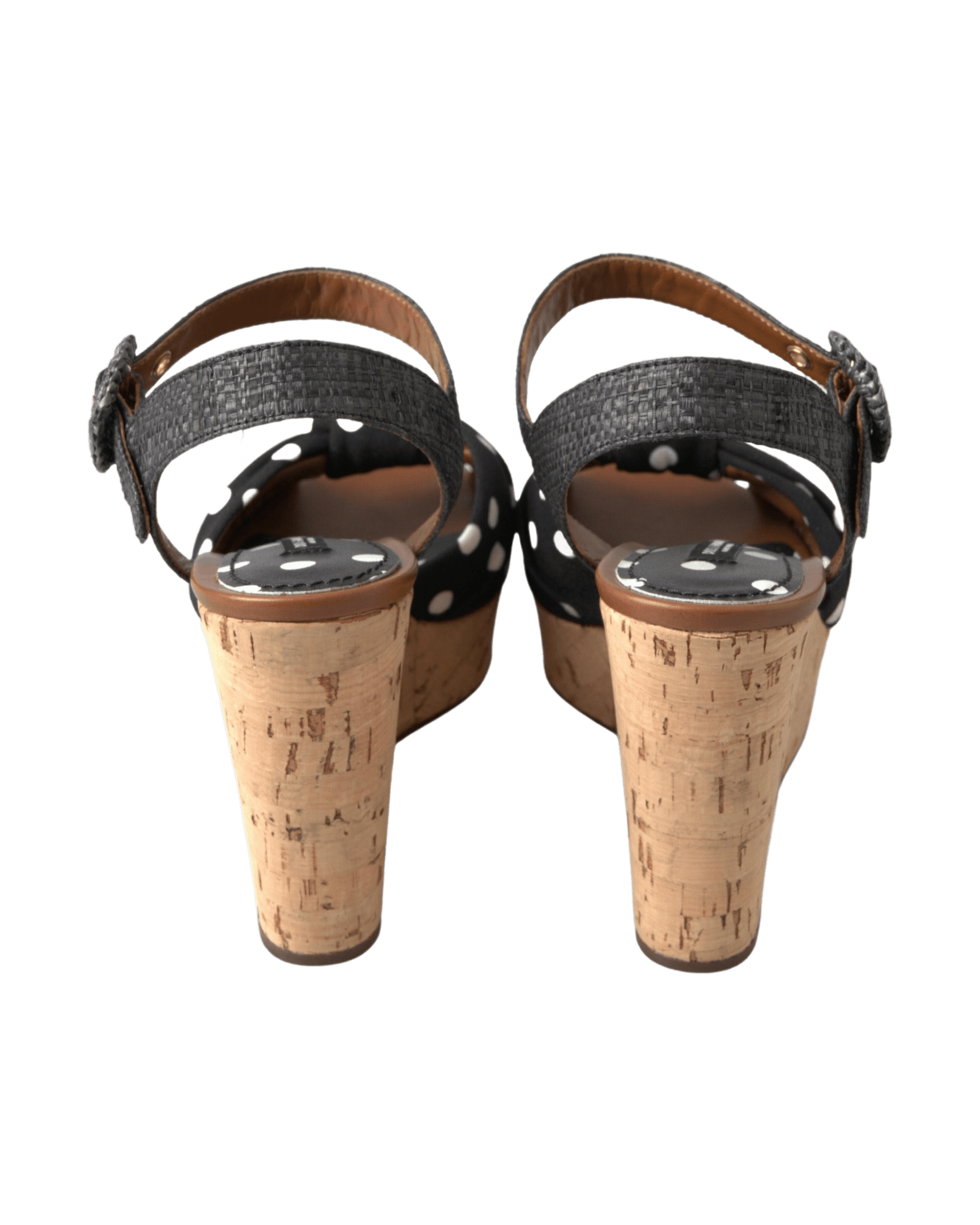 Dolce & Gabbana Black and Wedges Polka Dotted Ankle Strap Shoes Sandals Glam Steals