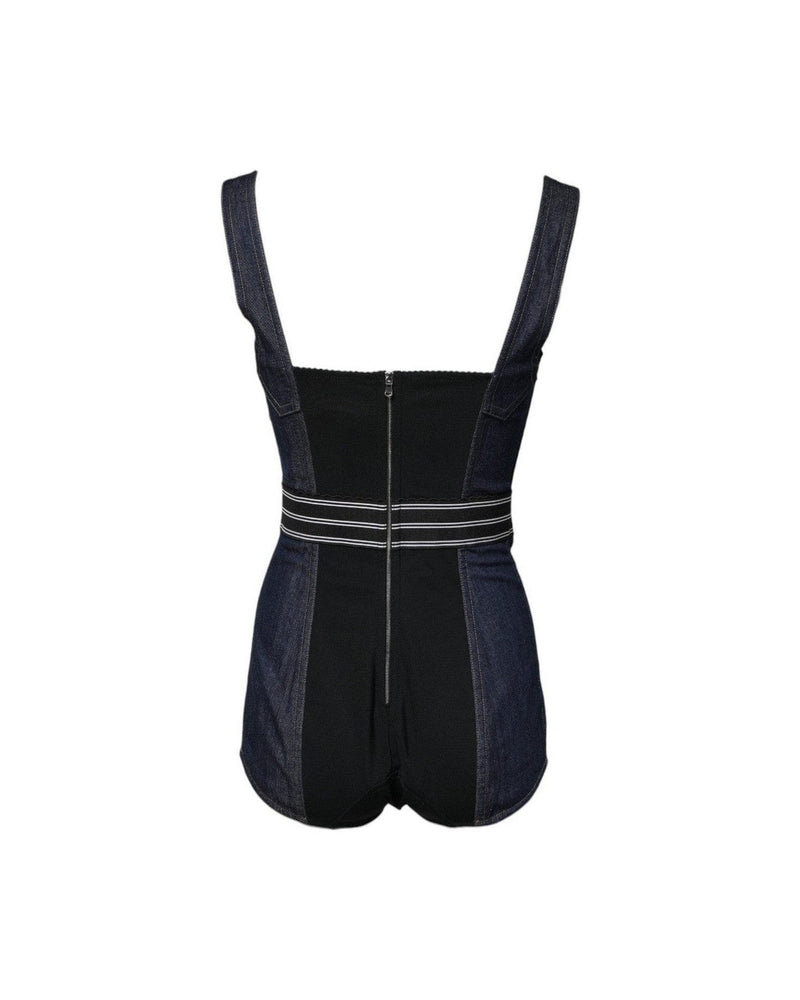 Dolce & Gabbana Blue Cotton Stretch Sleeveless Bodycon Denim Bodysuit Glam Steals