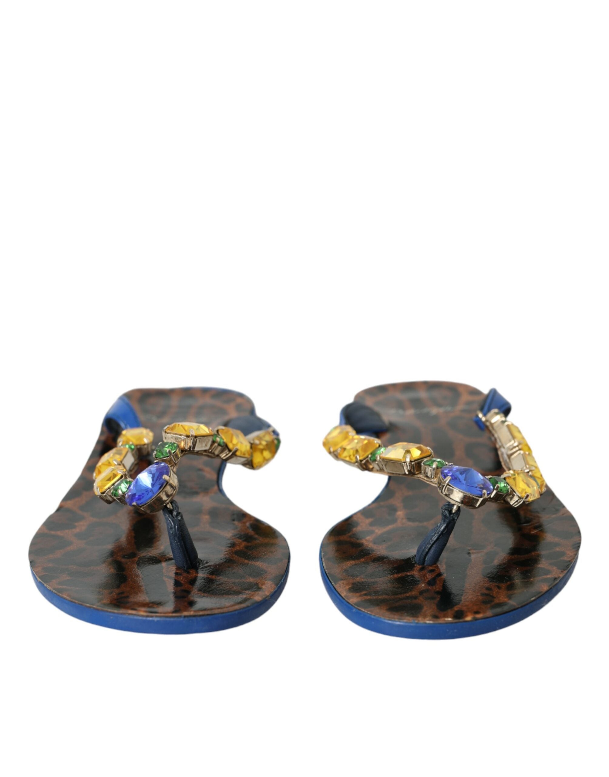 Dolce & Gabbana Blue Crystal Calf Leather Beachwear Shoes Glam Steals