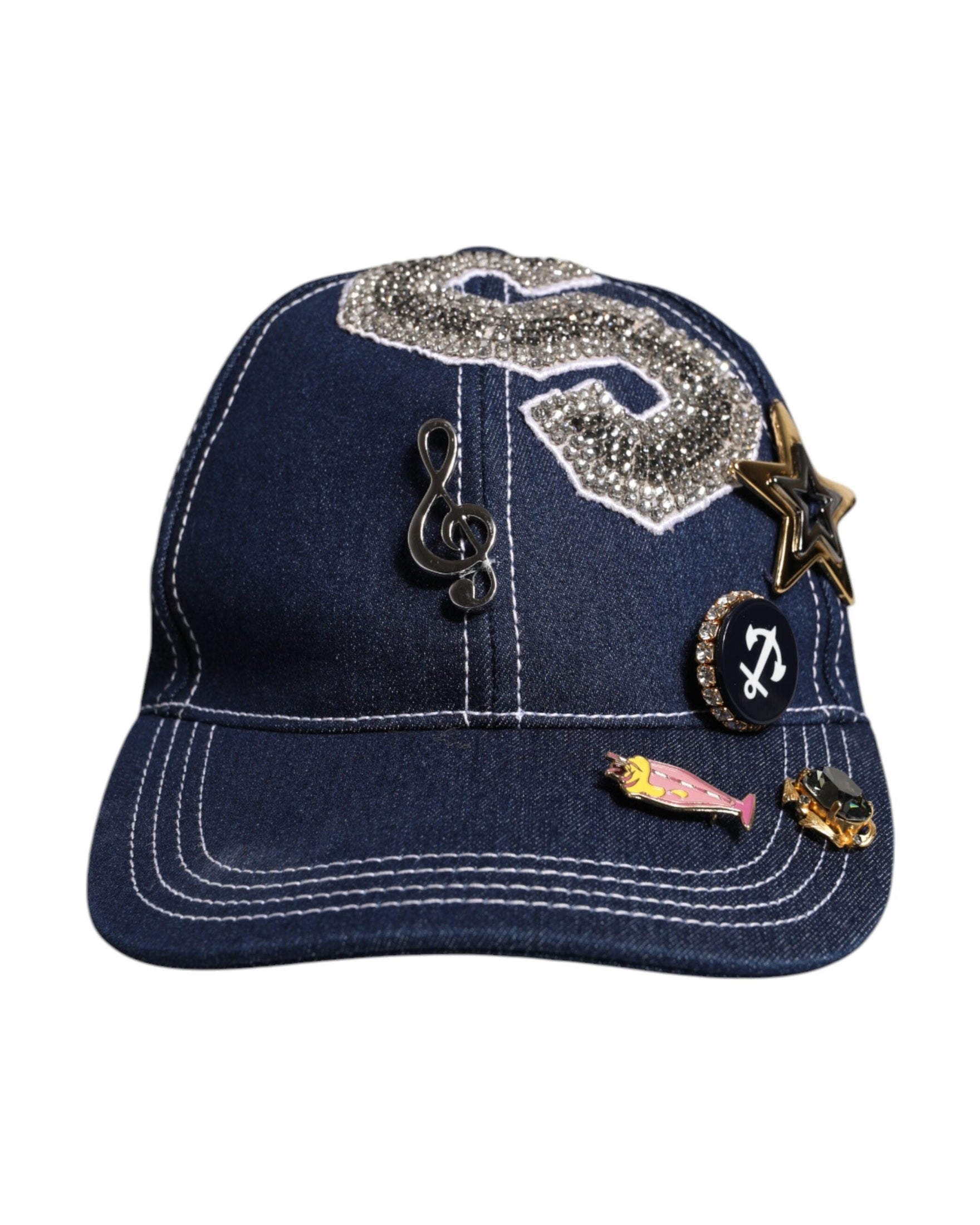 Dolce & Gabbana Blue Crystal Embellishment Baseball Cap Glam Steals