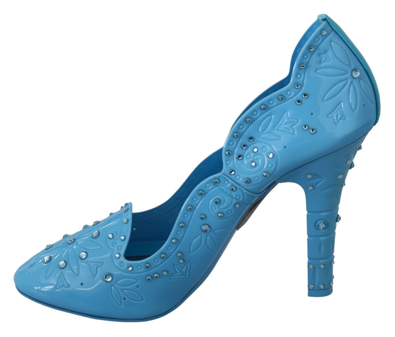 Dolce & Gabbana Blue Crystal Floral Cinderella Heels Glam Steals