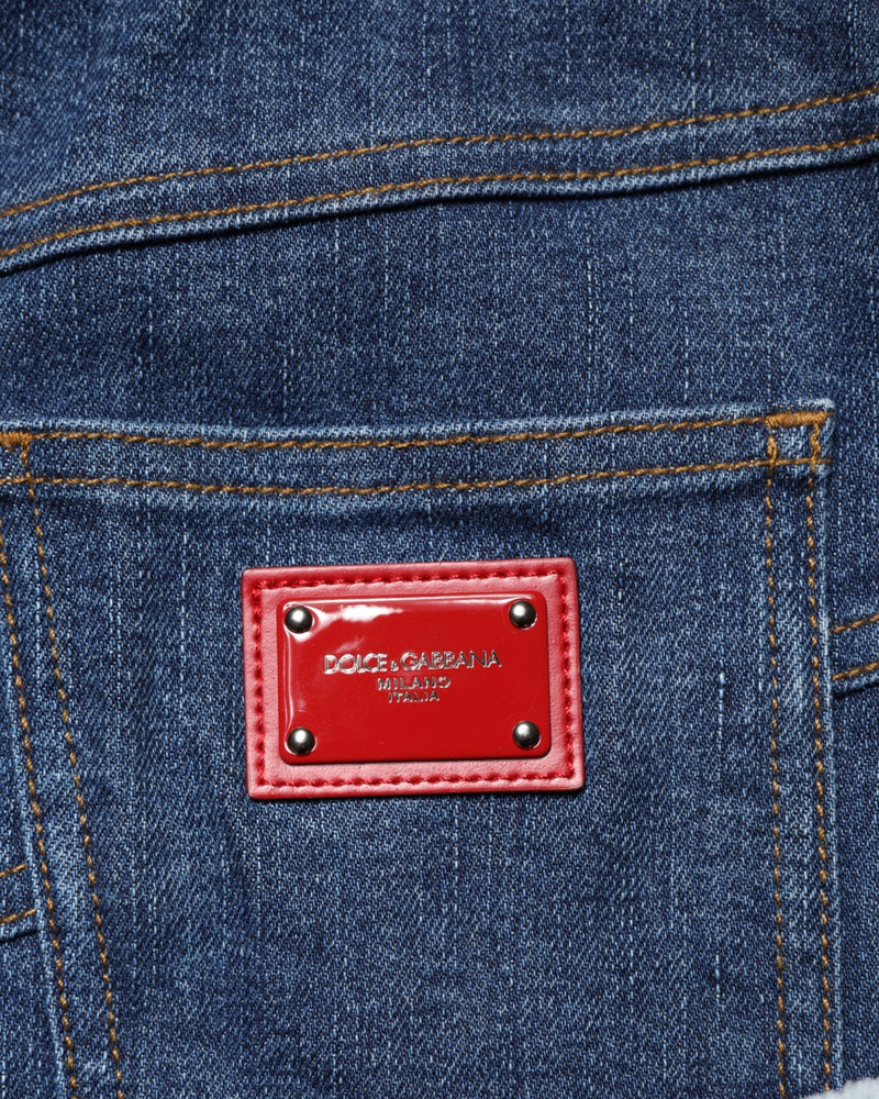 Dolce & Gabbana Blue Denim Patchwork Layered Midi Skirt Glam Steals