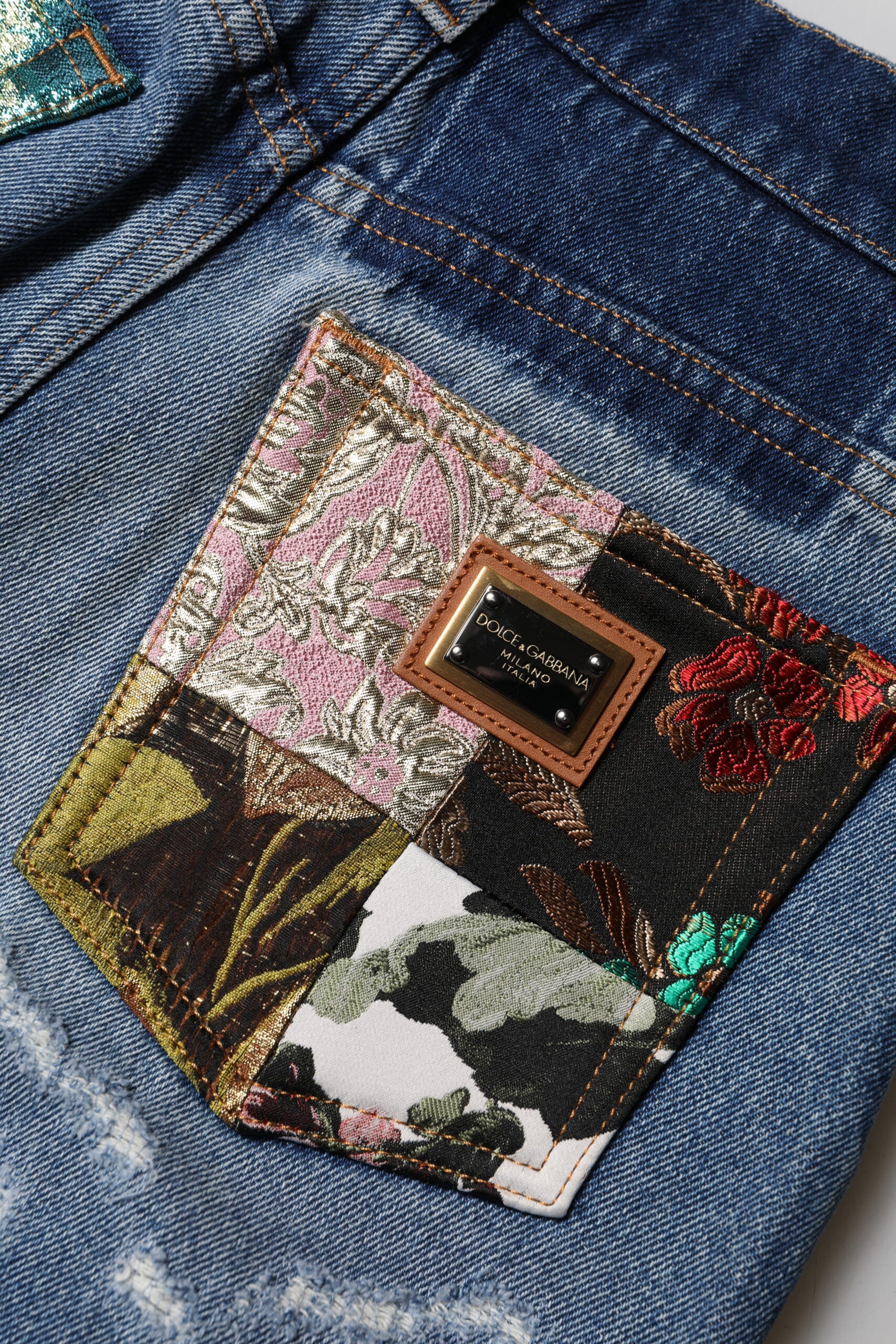 Dolce & Gabbana Blue Denim Tattered High Waist Women Jeans Glam Steals