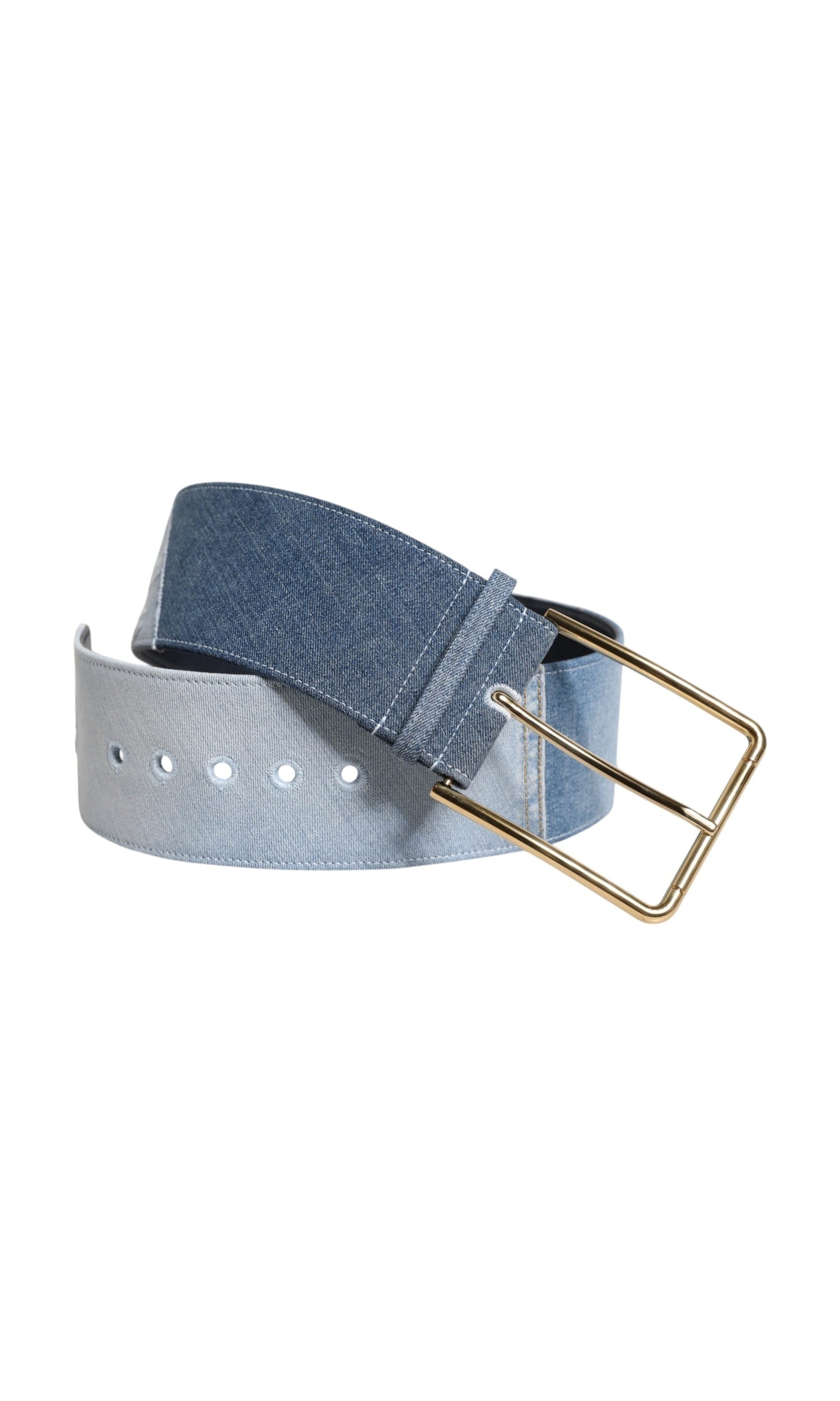 Dolce & Gabbana Blue Denim Two Tone Gold Metal Buckle Belt Glam Steals