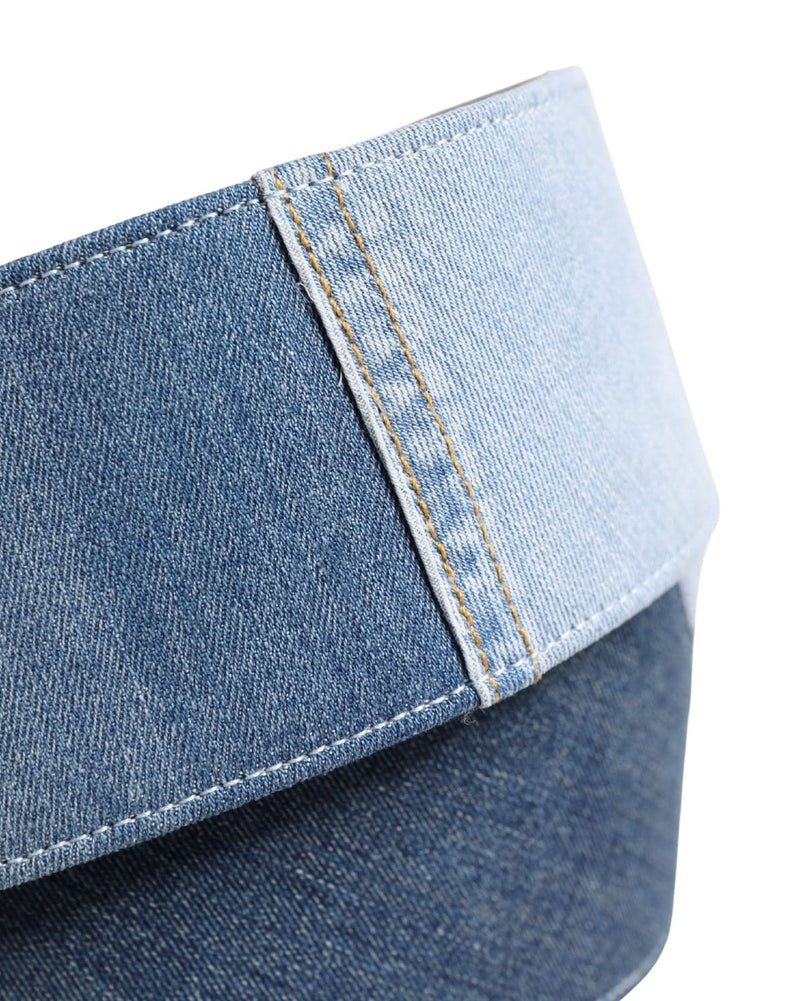 Dolce & Gabbana Blue Denim Two Tone Gold Metal Buckle Belt 