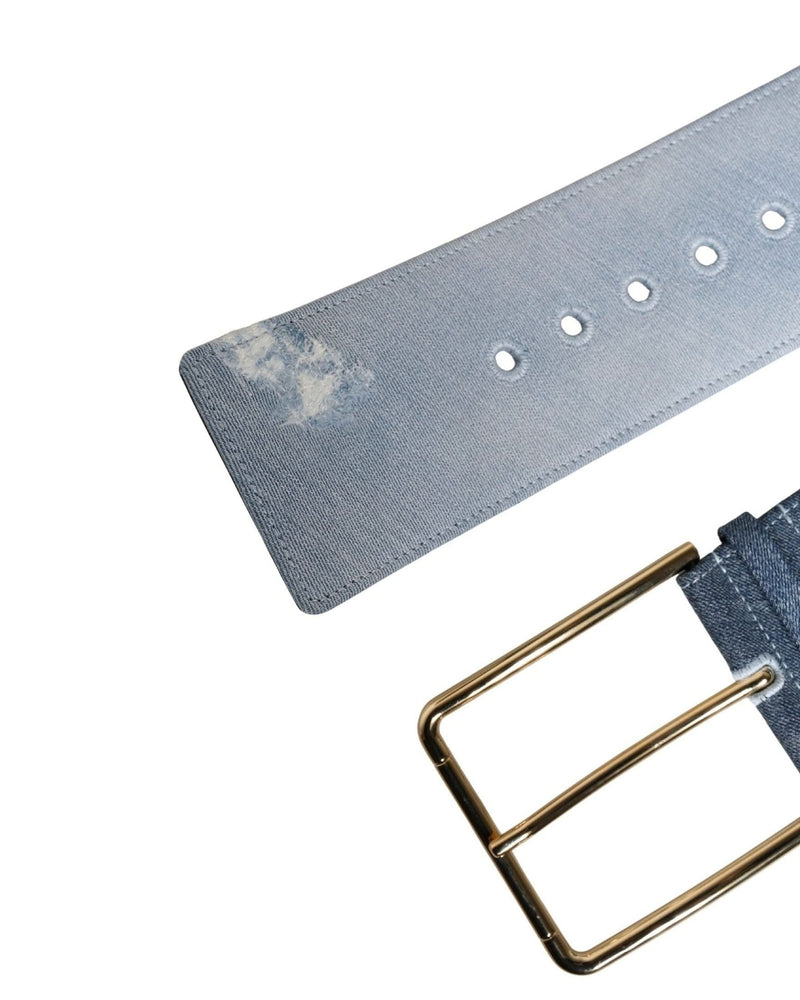 Dolce & Gabbana Blue Denim Two Tone Gold Metal Buckle Belt 