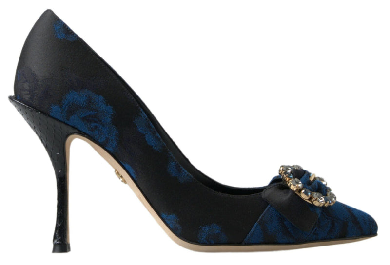 Dolce & Gabbana Blue Floral Ayers Crystal Pumps Glam Steals