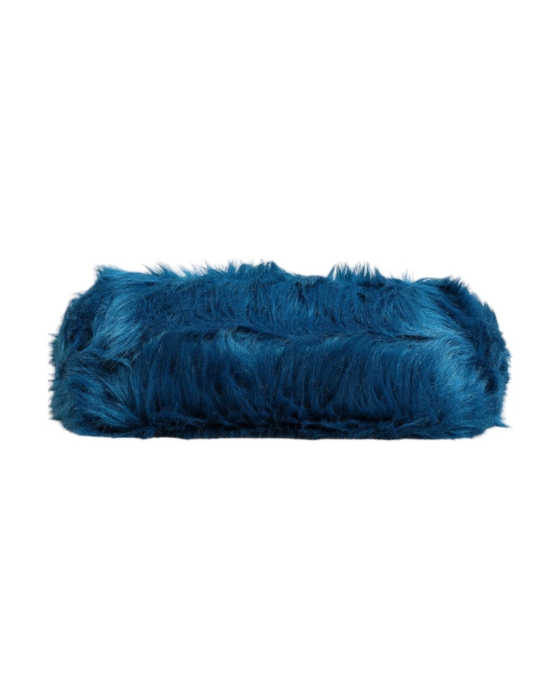 Dolce & Gabbana Blue Fur Logo Plaque Double Handle Shoulder Bag Glam Steals