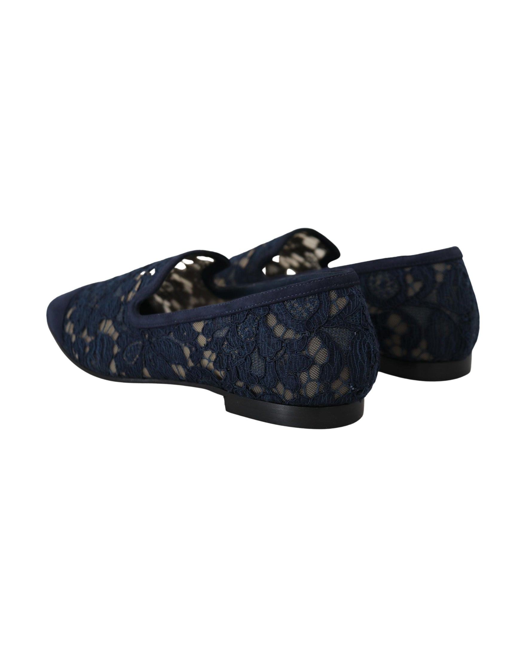 Dolce & Gabbana Blue Lace Floral Slip Ons Loafers Glam Steals