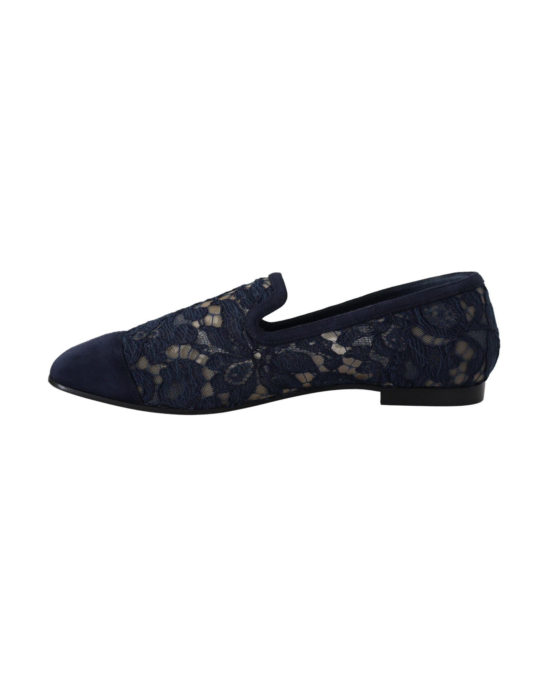 Dolce & Gabbana Blue Lace Floral Slip Ons Loafers Glam Steals