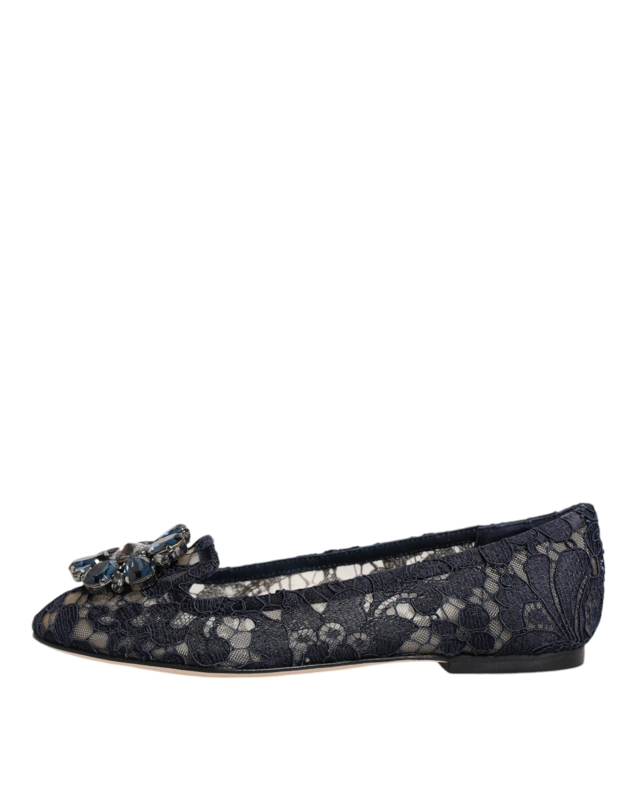 Dolce & Gabbana Blue Lace Taormina Crystals Flats Shoes Glam Steals