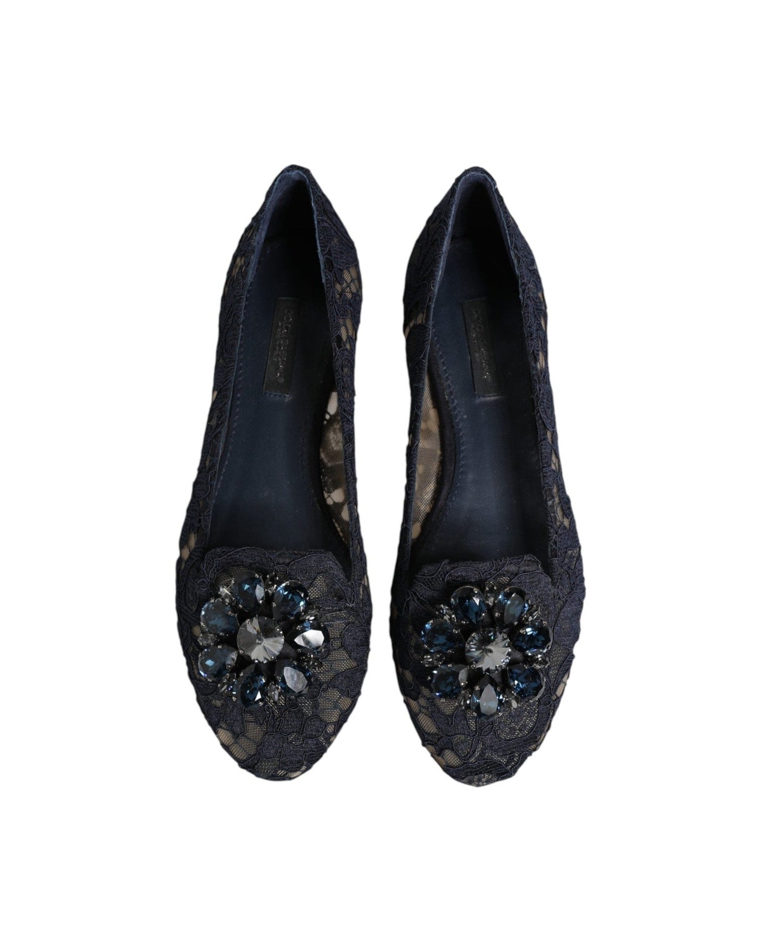 Dolce & Gabbana Blue Lace Taormina Crystals Flats Shoes Glam Steals