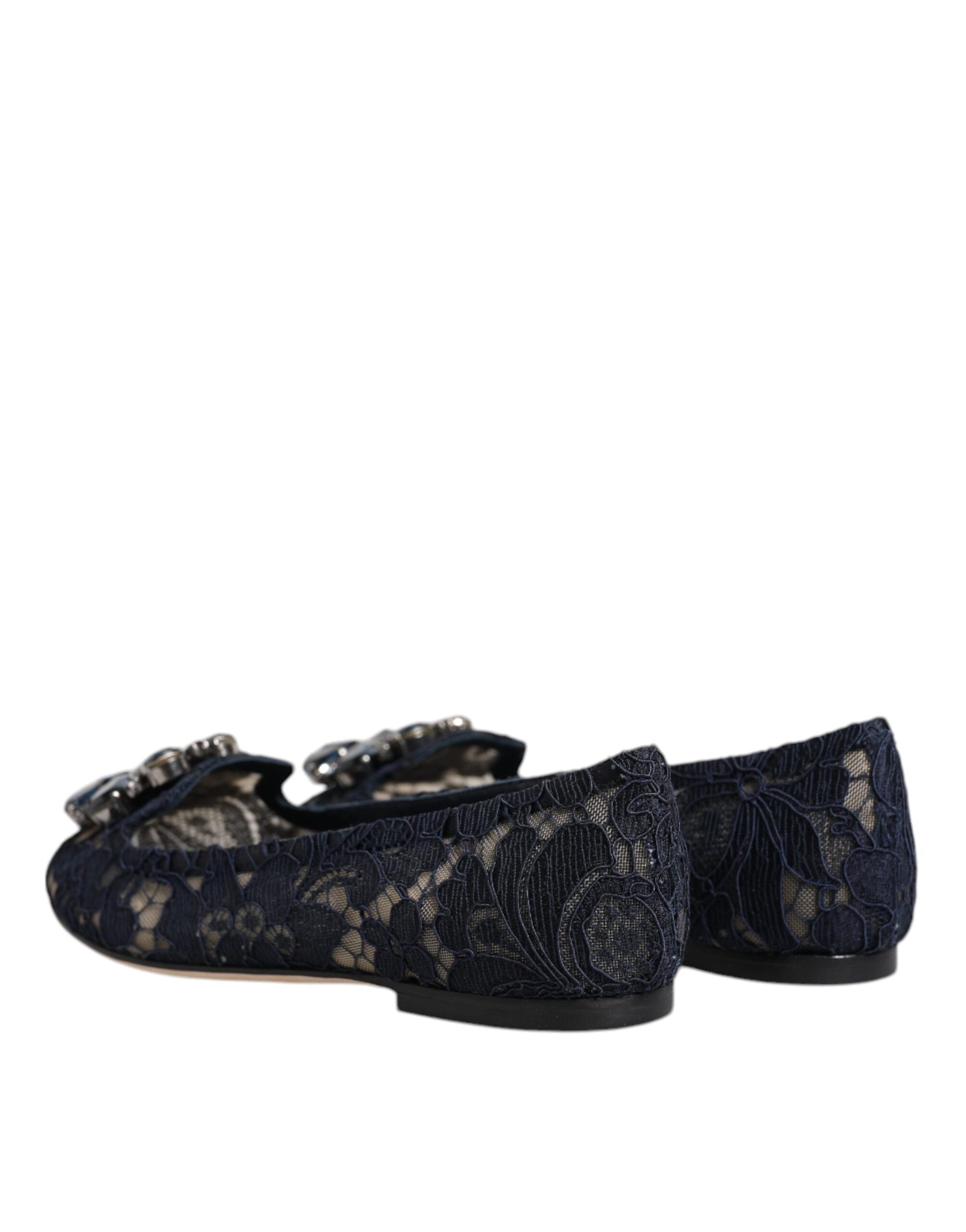 Dolce & Gabbana Blue Lace Taormina Crystals Flats Shoes Glam Steals