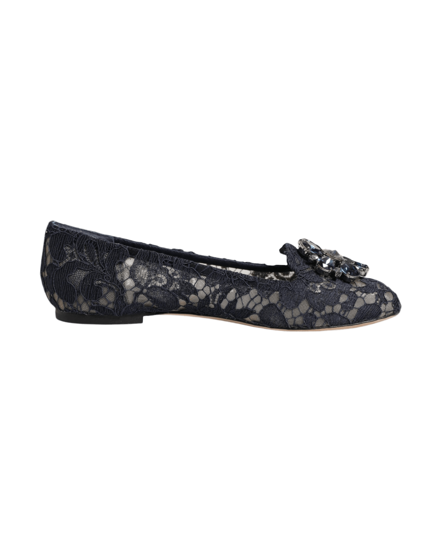 Dolce & Gabbana Blue Lace Taormina Crystals Flats Shoes Glam Steals