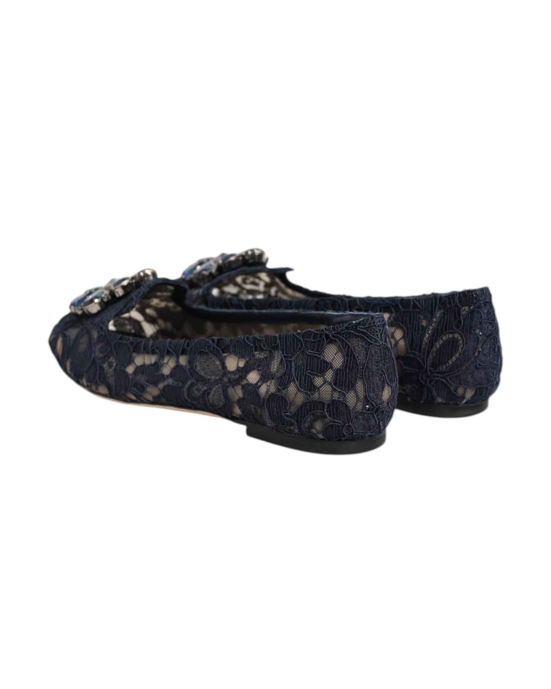 Dolce & Gabbana Blue Lace Taormina Crystals Flats Shoes Glam Steals