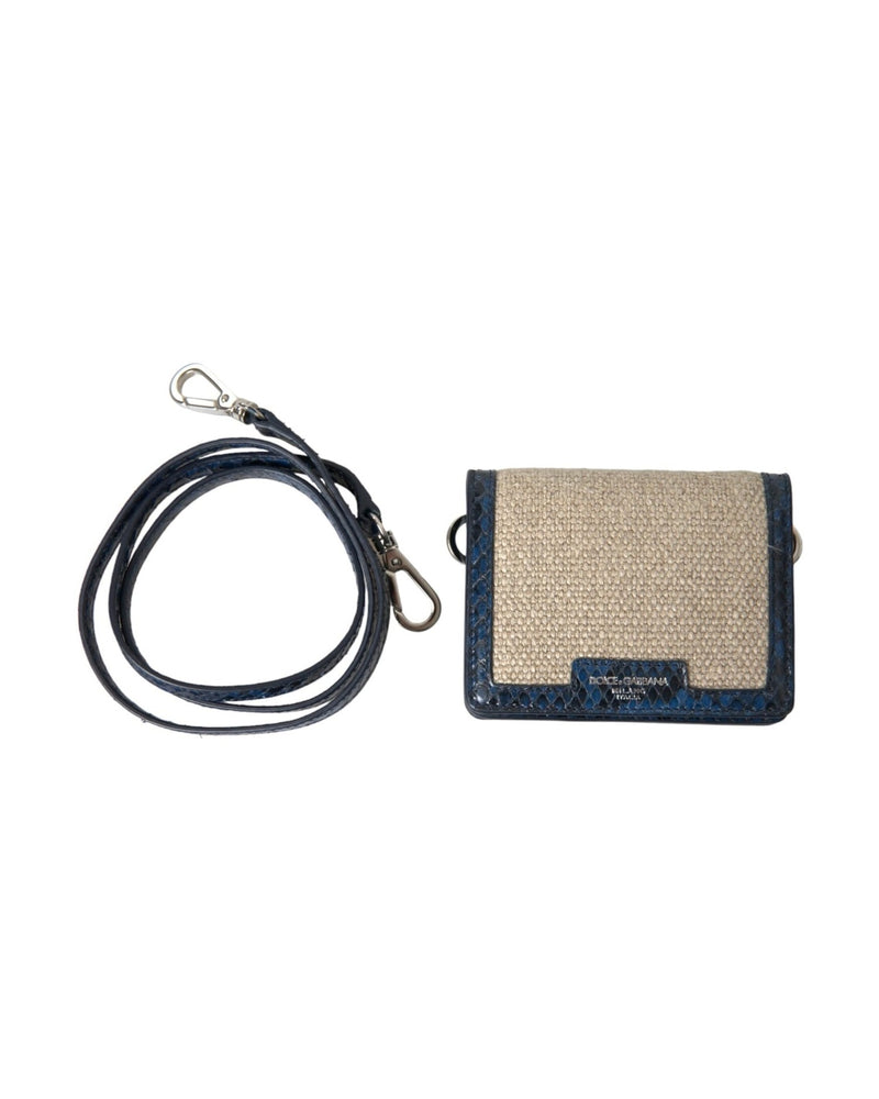 Dolce & Gabbana Blue Leather Beige Raffia Trim Mini Shoulder Purse Crossbody Bag Glam Steals