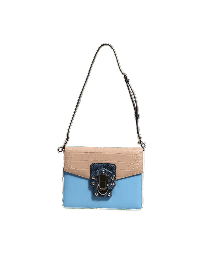 Dolce & Gabbana Blue Leather Exotic Lucia Crossbody Bag Glam Steals