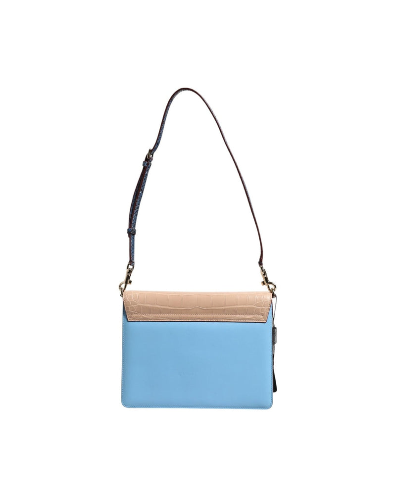 Dolce & Gabbana Blue Leather Beige Exotic Lucia Crossbody Bag Glam Steals
