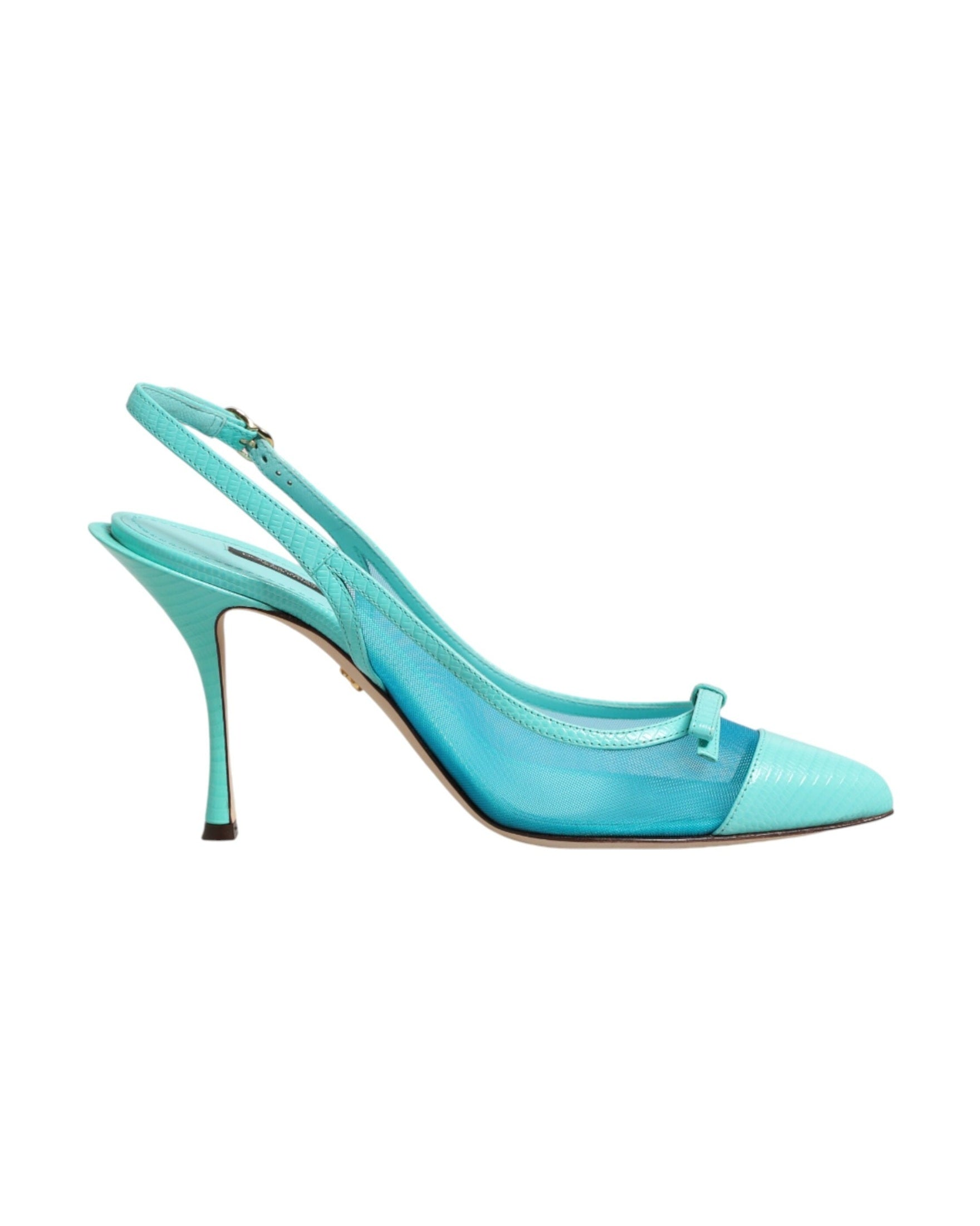 Dolce & Gabbana Blue Leather Mesh Heels Slingback Shoes Glam Steals