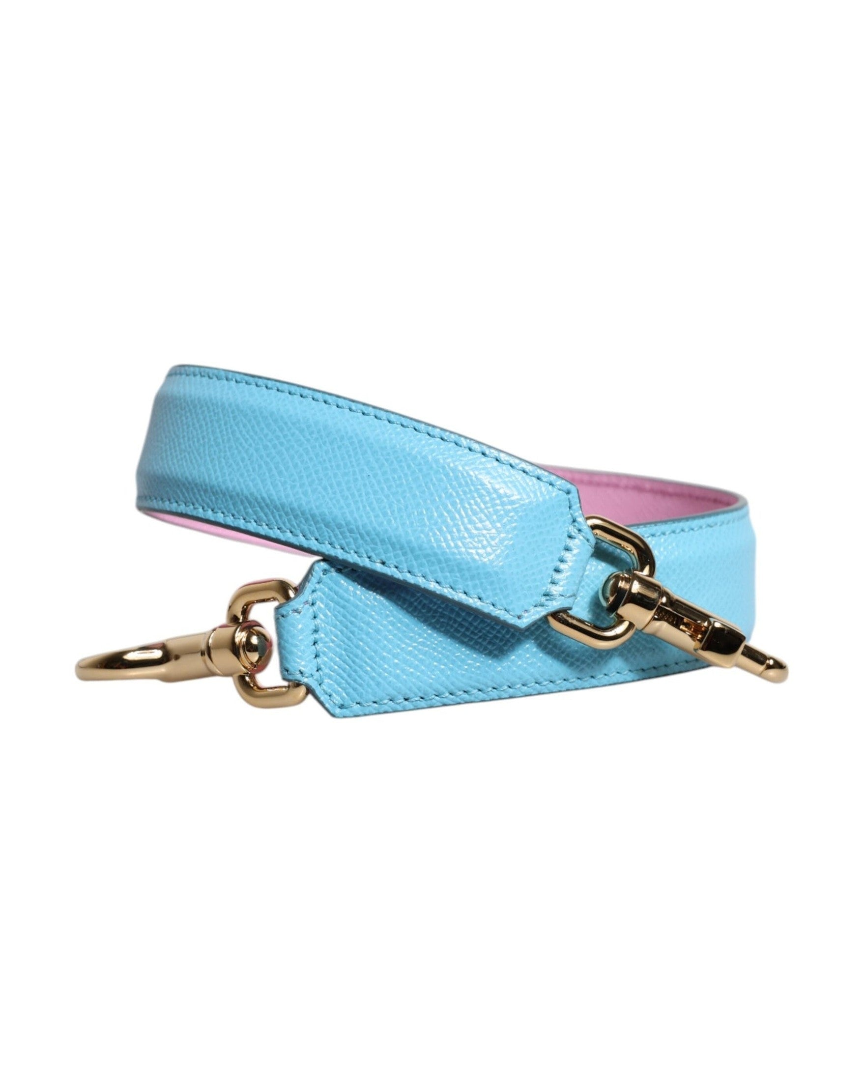 Dolce & Gabbana Blue Leather Pink Handle Bag Shoulder Strap Glam Steals