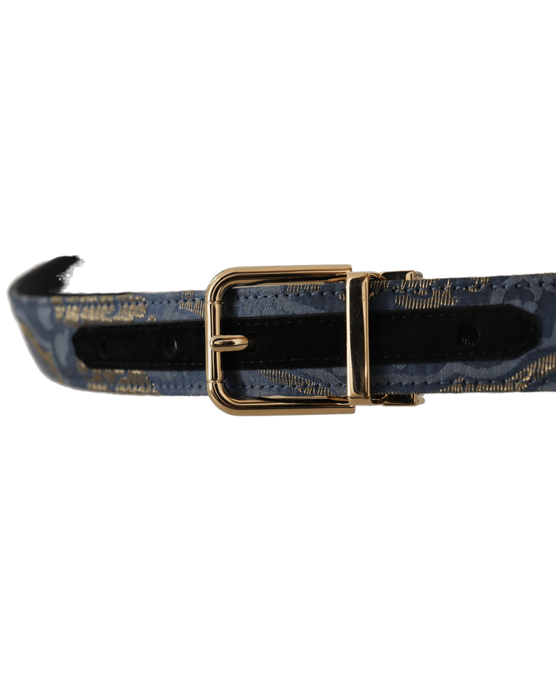 Dolce & Blue Gabbana Jacquard Tone Logo Metal Buckle Belt Glam Steals