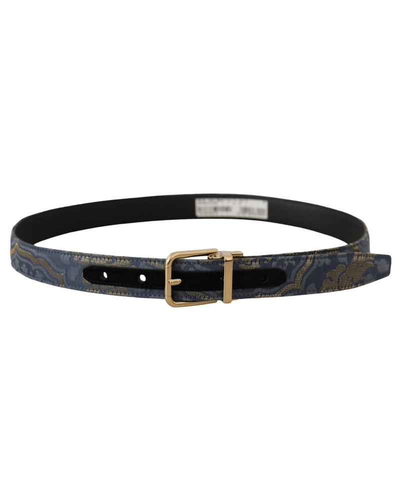 Dolce & Blue Gabbana Jacquard Tone Logo Metal Buckle Belt Glam Steals