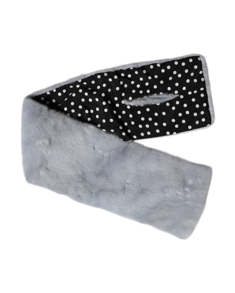 Dolce & Gabbana Blue Powder Mink Fur Neck Warmer Scarf 