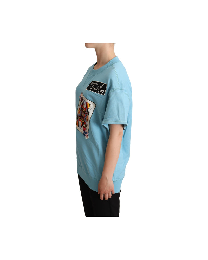 Dolce & Gabbana Blue Queen Of Hearts Card Sweater Sweaters