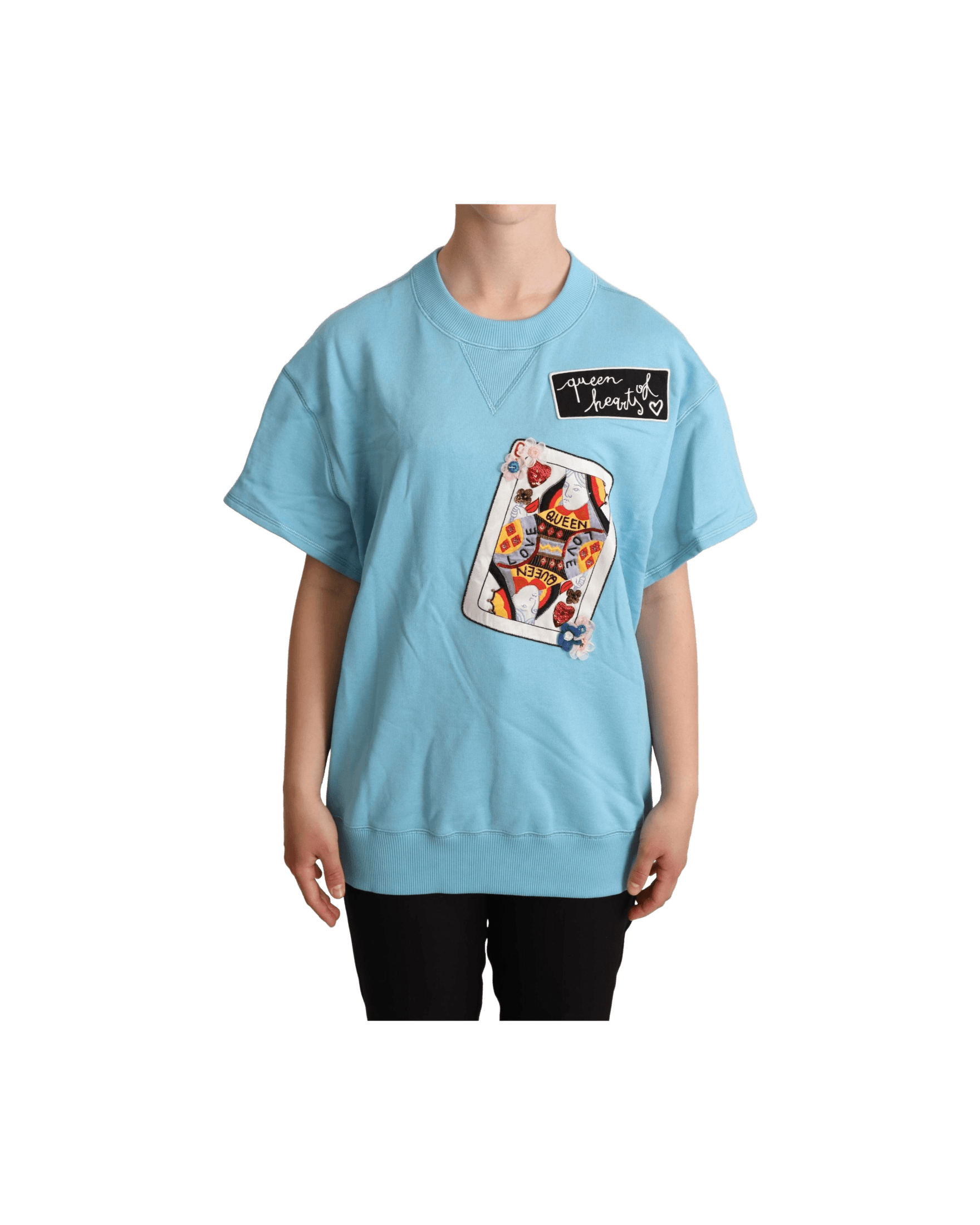 Dolce & Gabbana Blue Queen Of Hearts Card Sweater Glam Steals