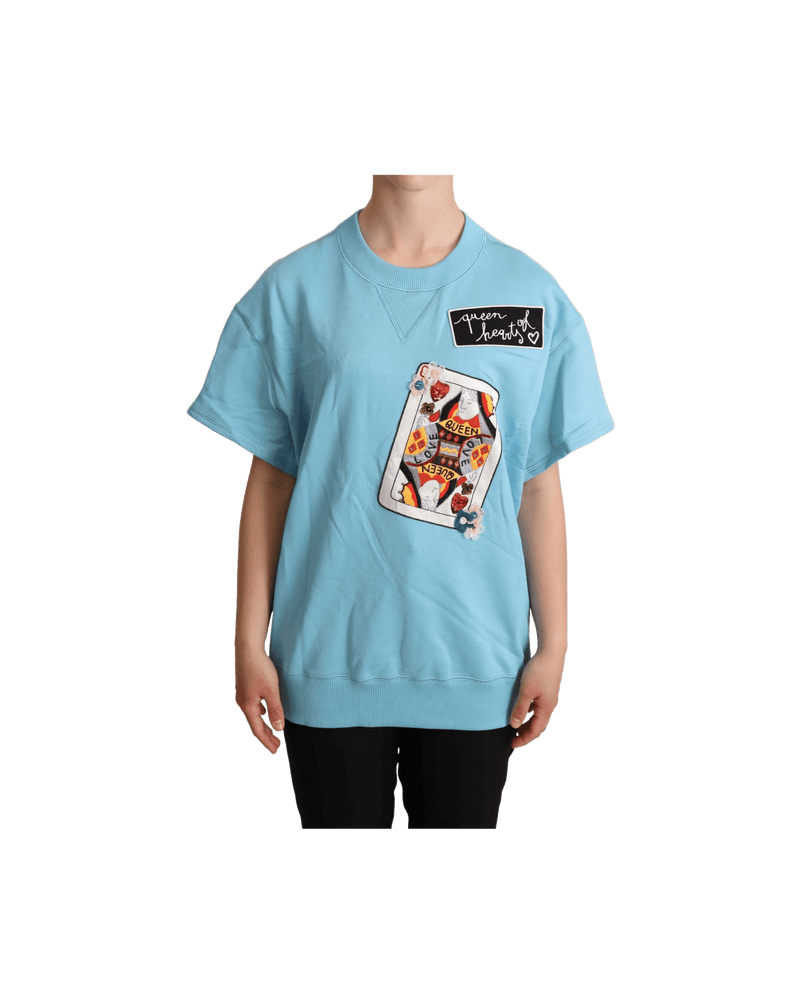 Dolce & Gabbana Blue Queen Of Hearts Card Sweater Sweaters