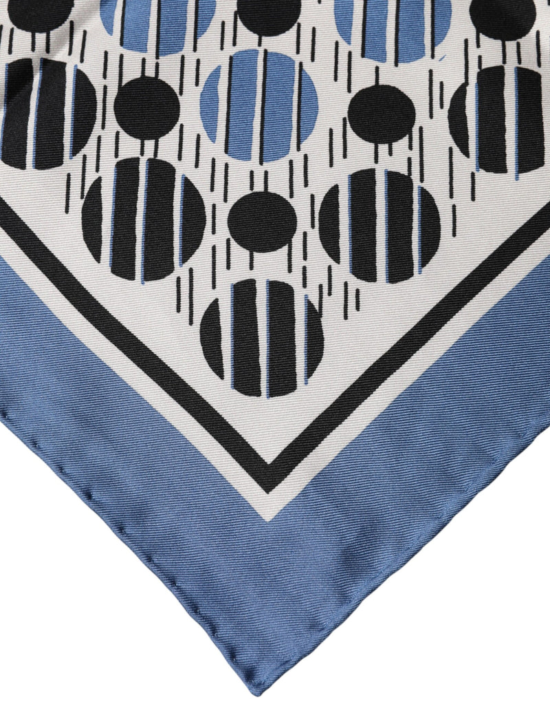 Dolce & Gabbana Blue Silk Dotted Square Foulard 66cm Scarf Glam Steals