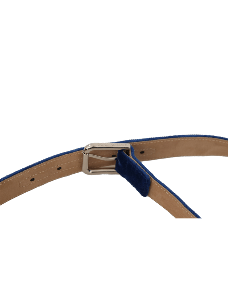 Dolce & Blue Gabbana Velvet Logo Engraved Metal Buckle Belt Glam Steals