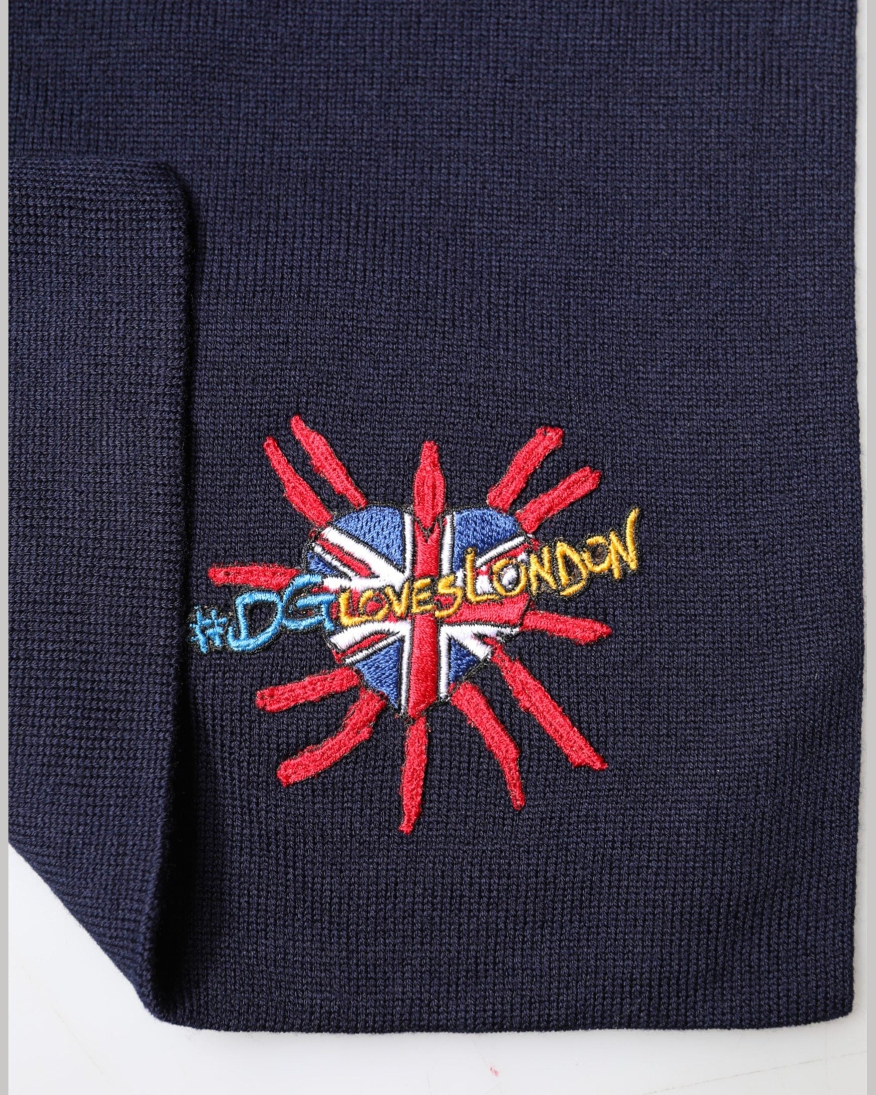 Dolce & Gabbana Blue Wool Dg Loves London Neck Wrap Scarf Glam Steals