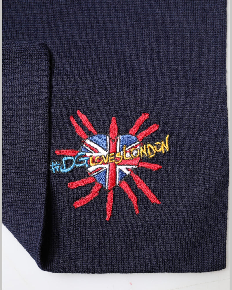 Dolce & Gabbana Blue Wool Dg Loves London Neck Wrap Scarf Glam Steals