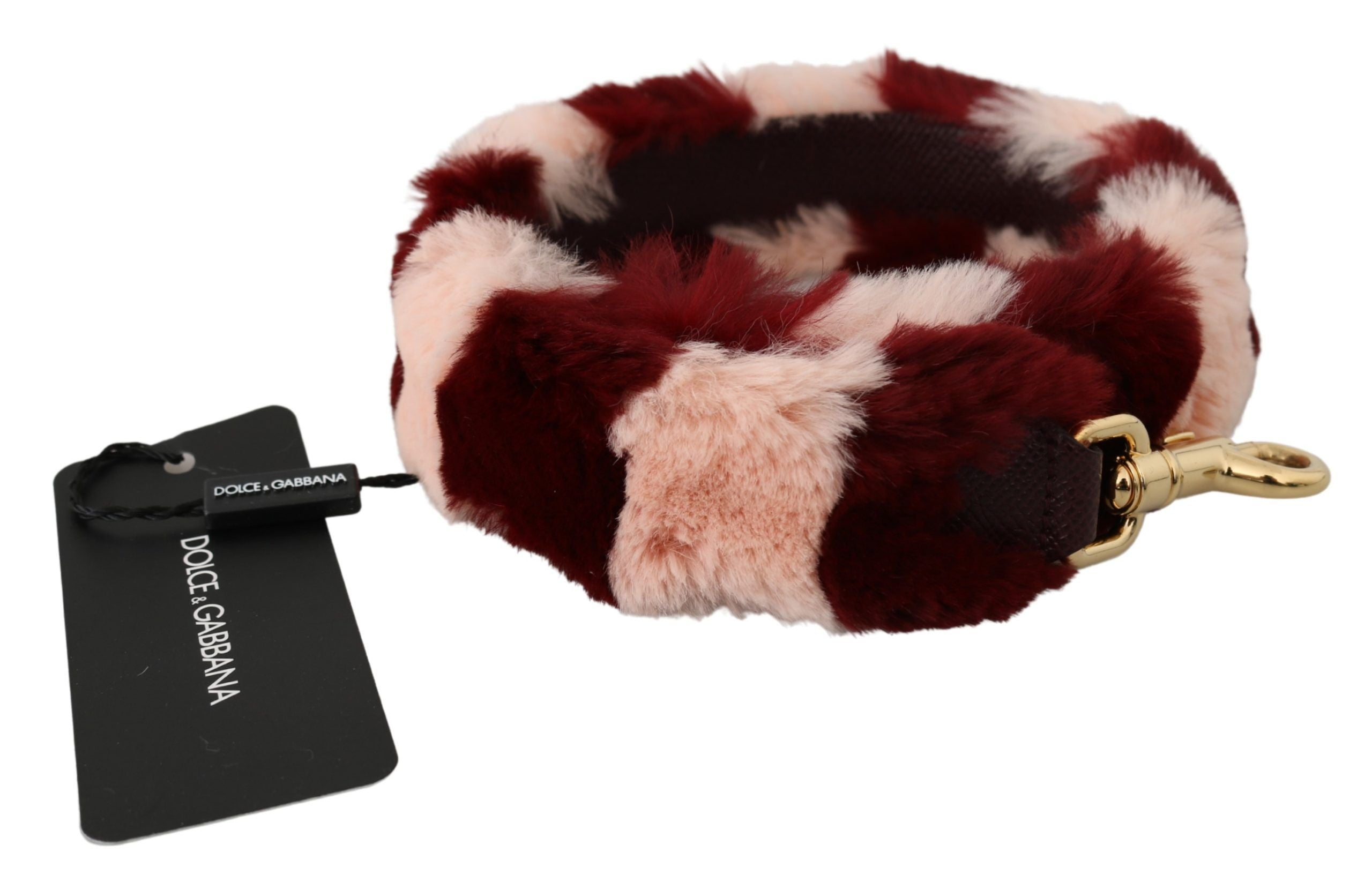 Dolce & Gabbana Bordeaux Fur Shoulder Strap Luxury Pink Accessory Glam Steals