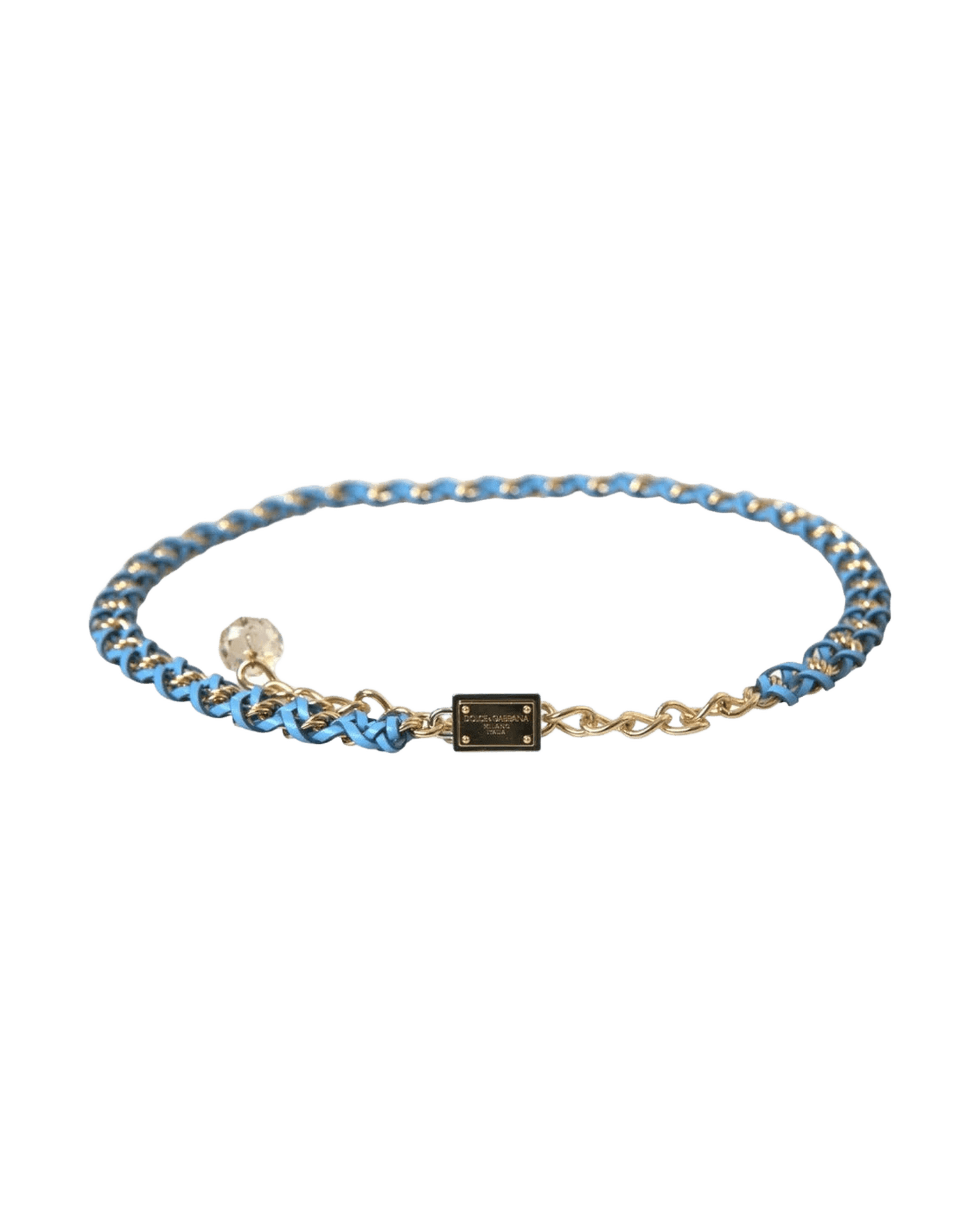 Dolce & Gabbana Braided Brass Chain Waist Blue Gold Belt Glam Steals