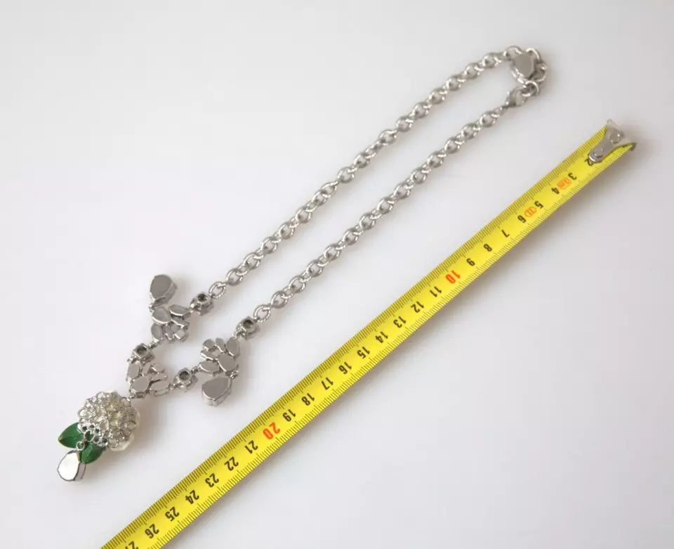 Dolce & Gabbana Brass Crystal Roses Pendants Silver Clear Necklace Glam Steals