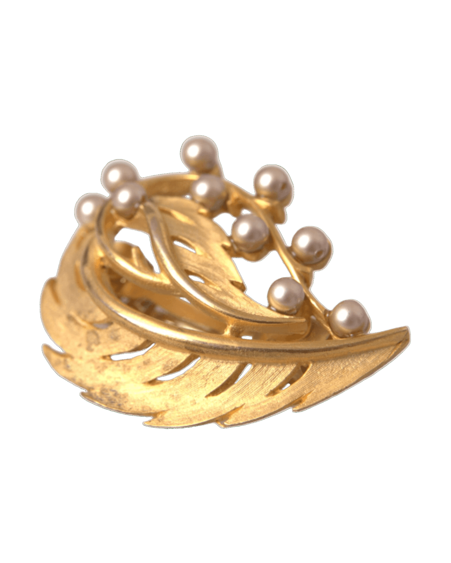 Dolce & Gabbana Brass Leaf Embellished Jewelry Brooch Hair Gold Pin Glam Steals