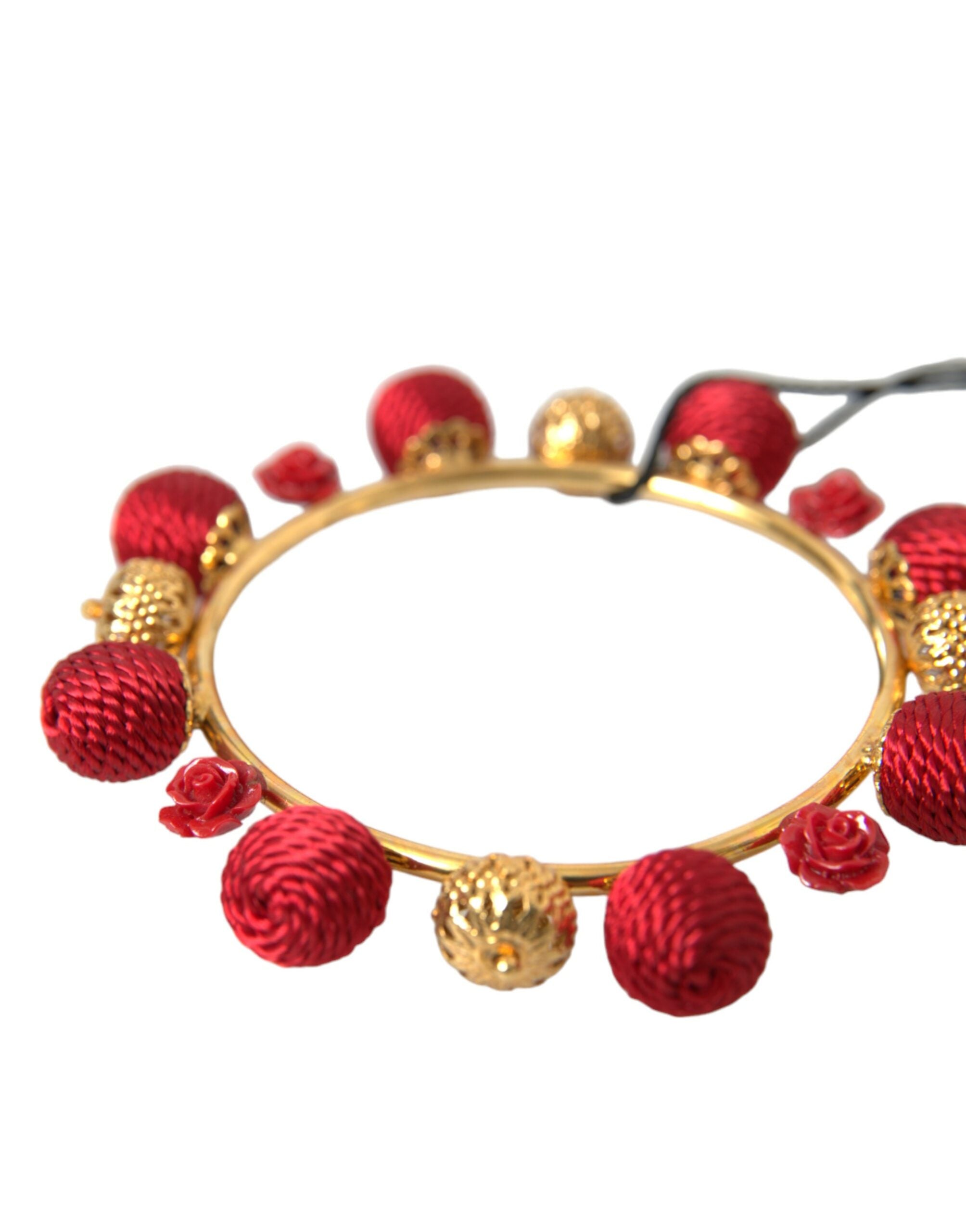 Dolce & Gabbana Brass Runway Sicilia Natale Roses Gold Red Bracelet Glam Steals