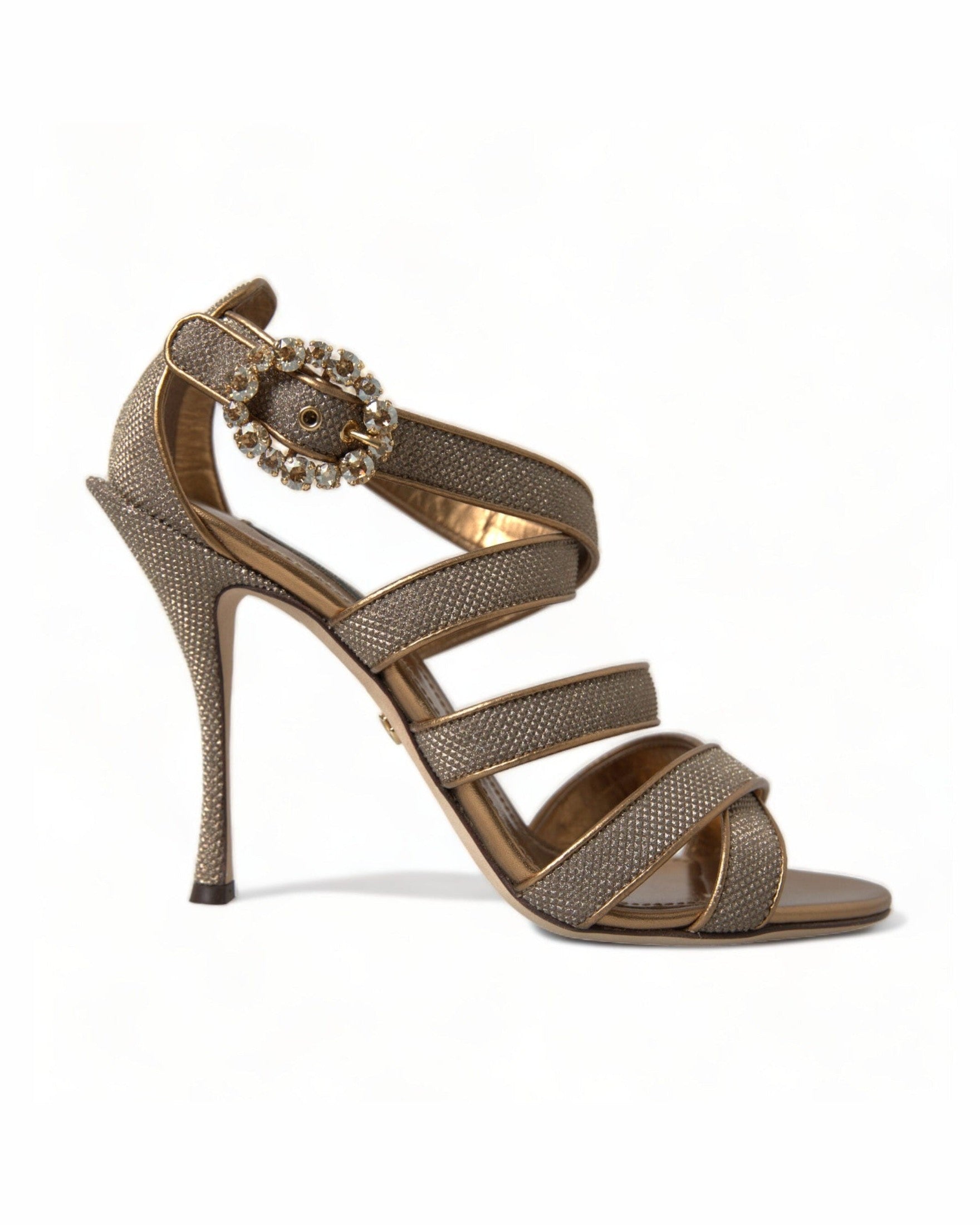 Dolce & Gabbana Bronze Crystal Stiletto Heels Sandals Glam Steals