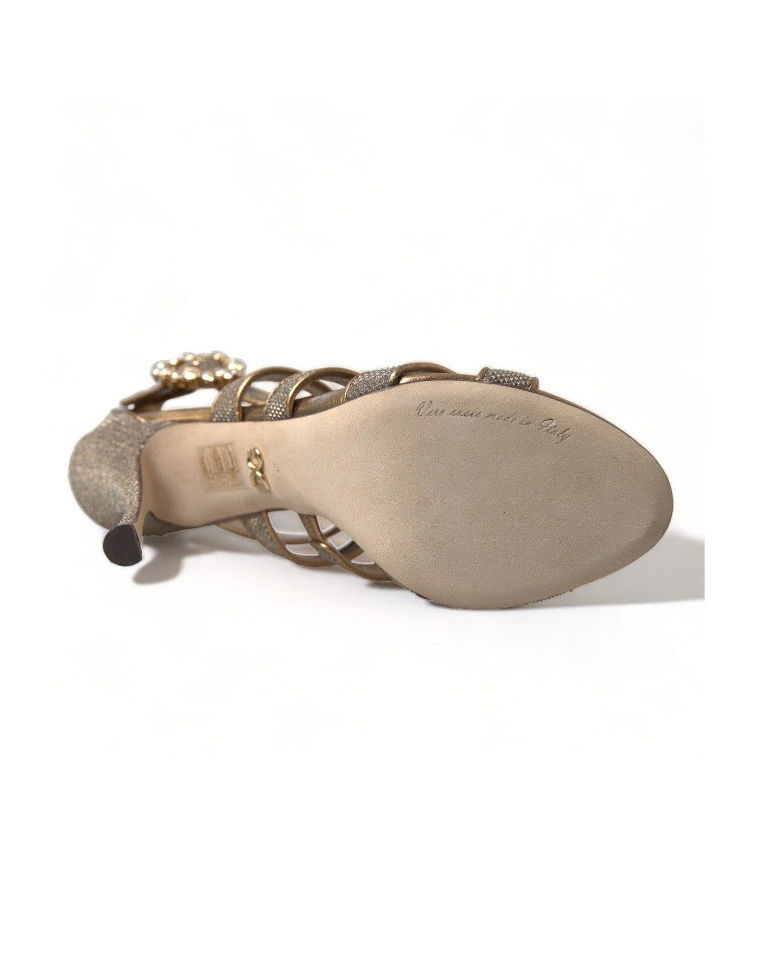 Dolce & Gabbana Bronze Crystal Stiletto Heels Sandals Glam Steals