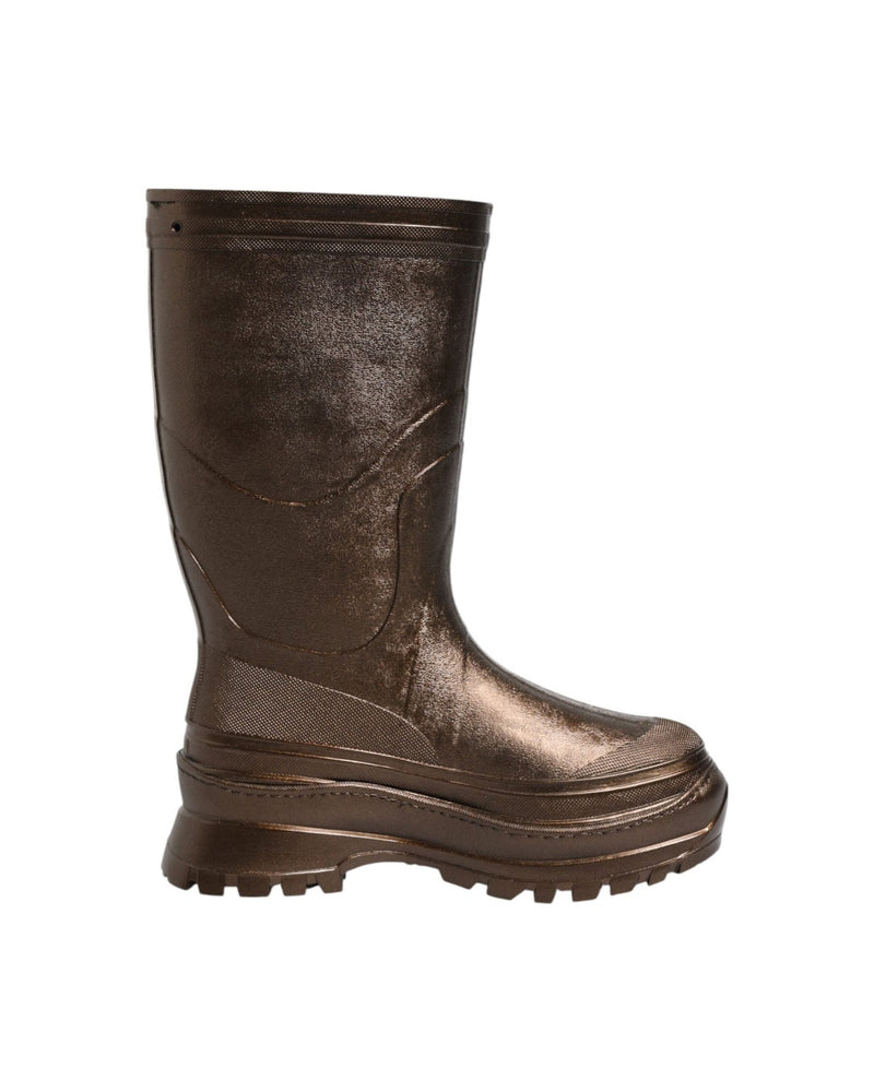 Dolce & Gabbana Bronze Metallic Pull On Rain Boots Shoes Boots