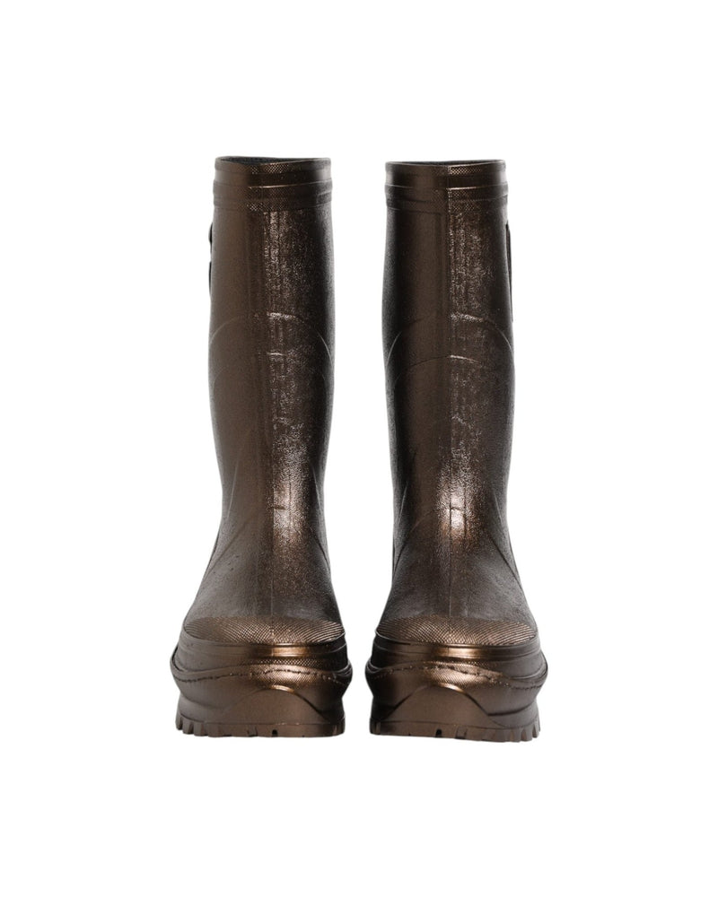 Dolce & Gabbana Bronze Metallic Pull On Rain Boots Shoes Glam Steals