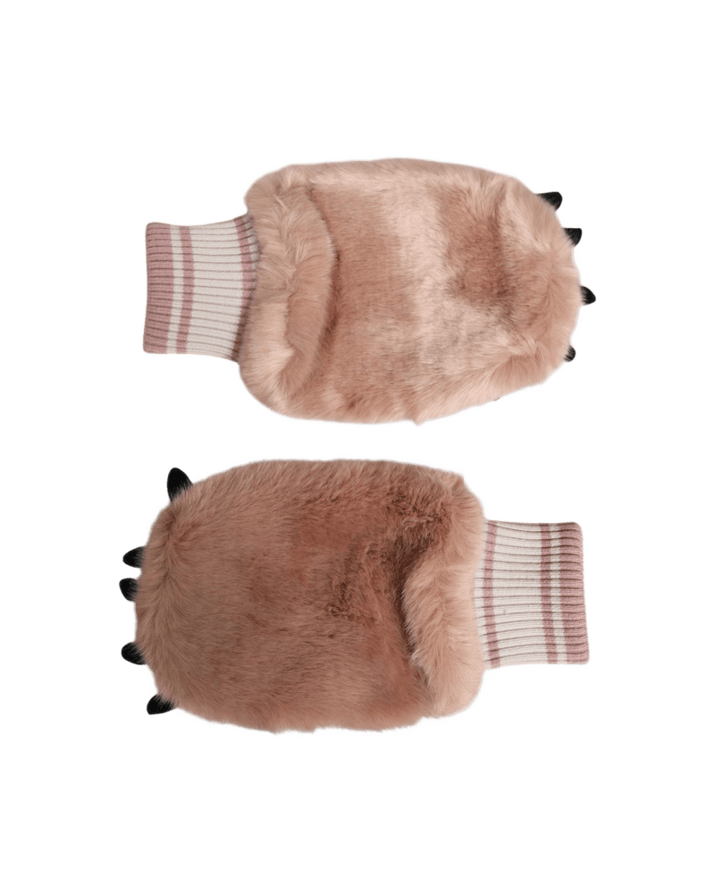 Dolce & Gabbana Brown Acrylic Knitted Fur Wrist Mitten Gloves Glam Steals