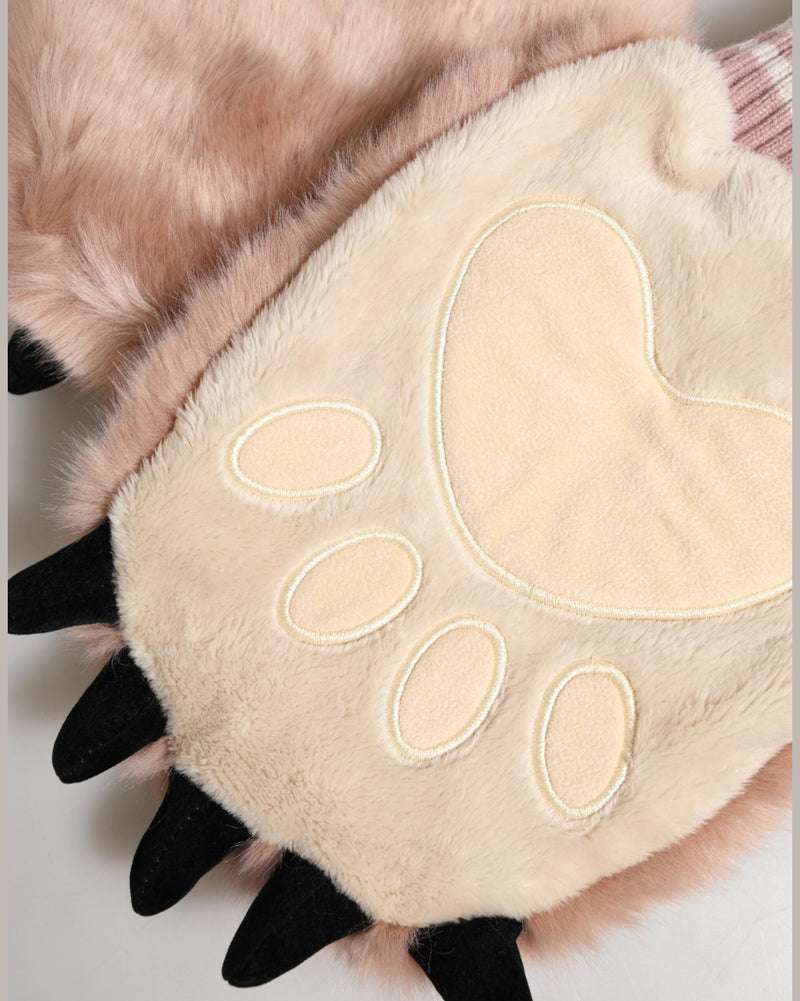 Dolce & Gabbana Brown Acrylic Knitted Fur Wrist Mitten Gloves Glam Steals