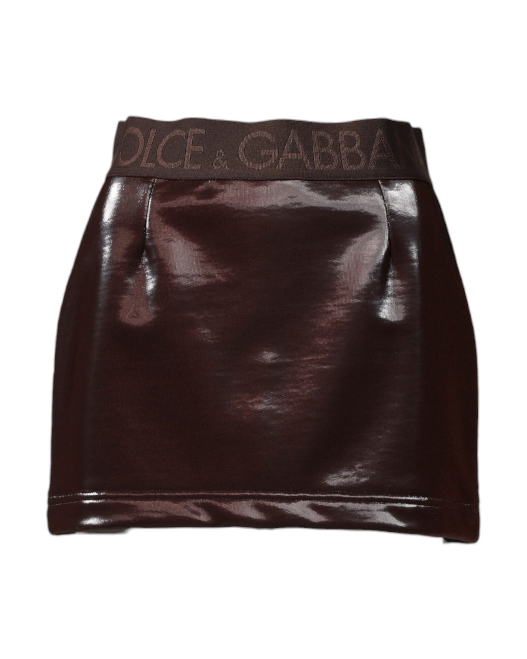 Dolce & Gabbana Brown Cotton Dark Fitted High Waist Mini Skirt Glam Steals